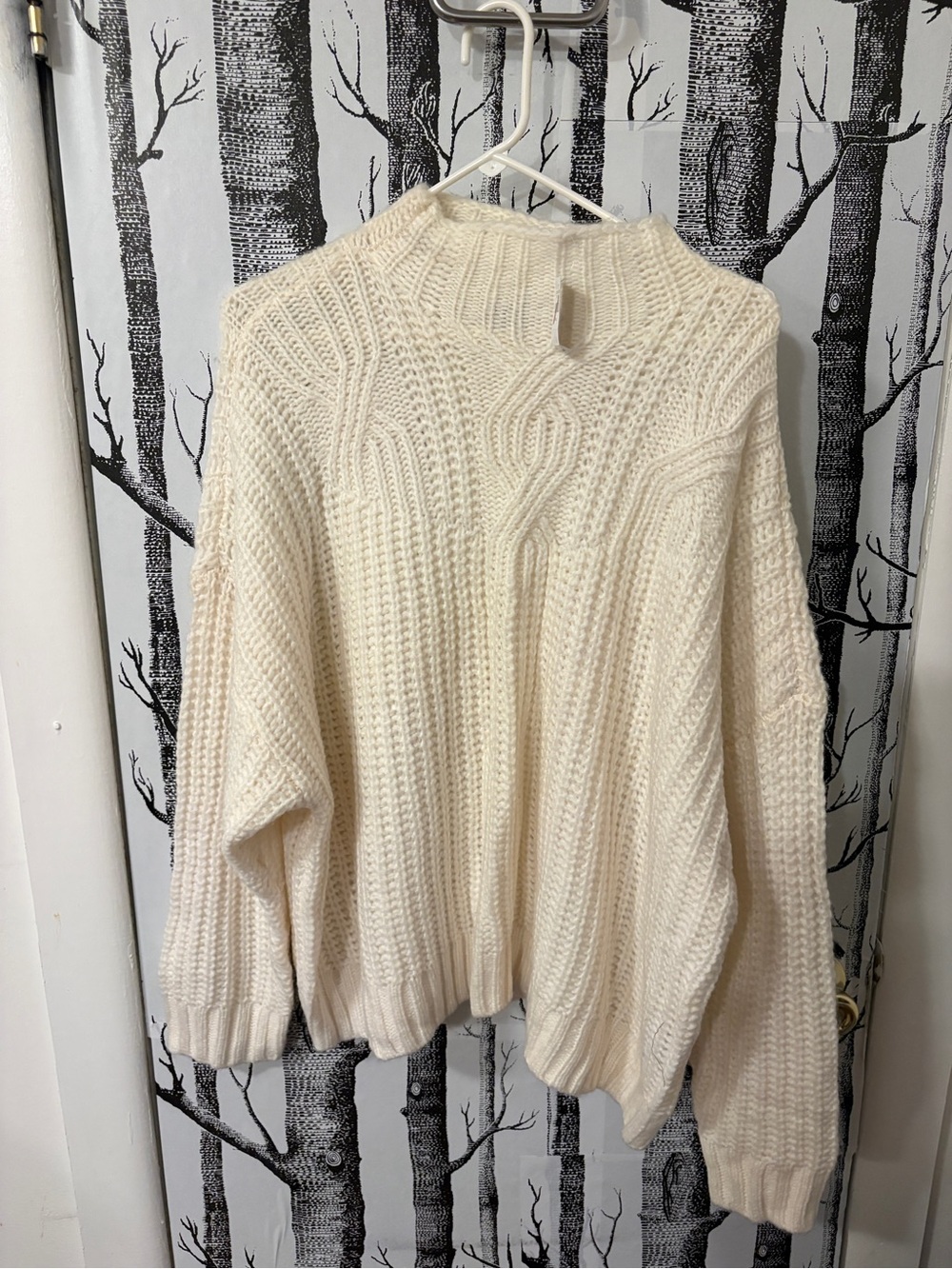 aerie Cream Cable Knit Turtleneck Sweater